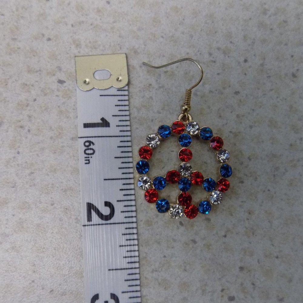 Red, White & Blue Peace Earrings - Picture 2 of 3